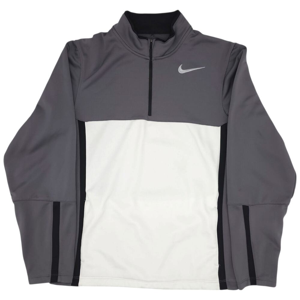 Nike Golf Jacket Mens Small Gray White Pullover 1/4 Zip Standard Therma Fit - Picture 1 of 12